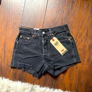 Levi’s 501 black denim shorts